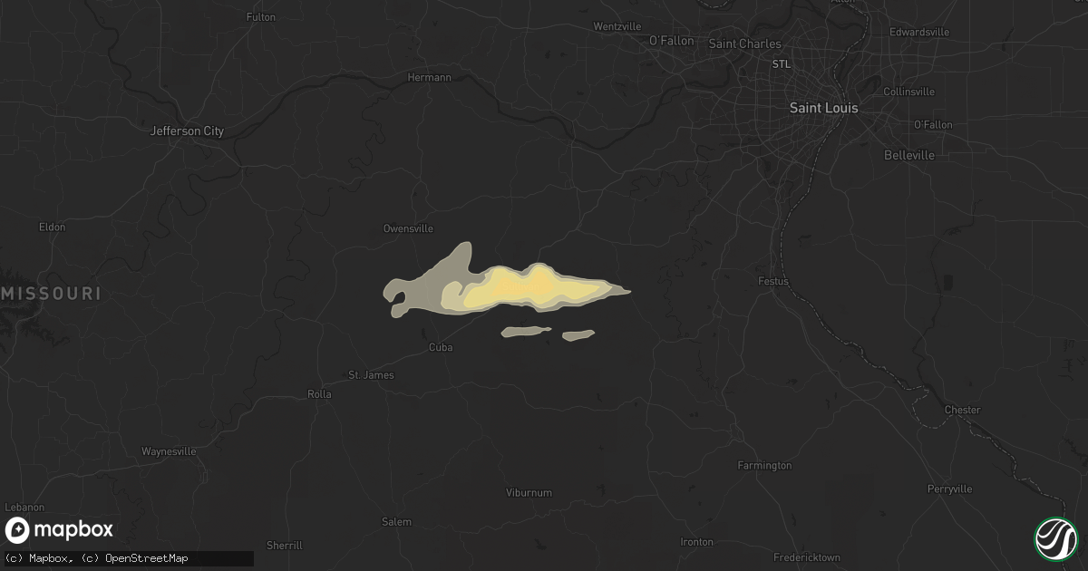 Hail map in Sullivan, MO on May 28, 2016
