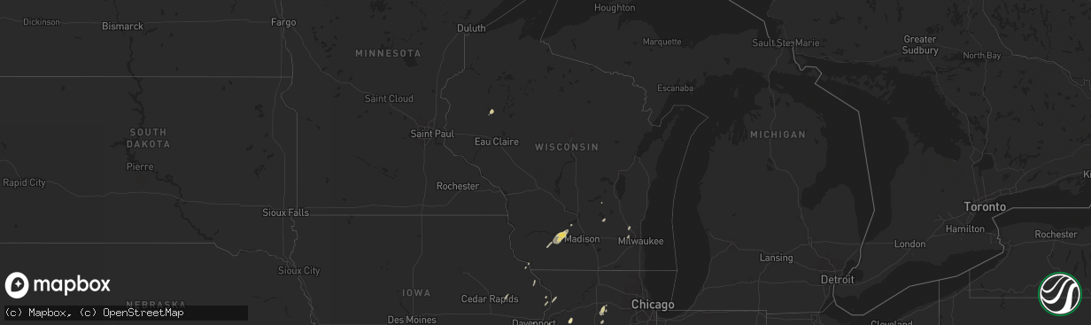 Hail map in Wisconsin on May 28, 2016