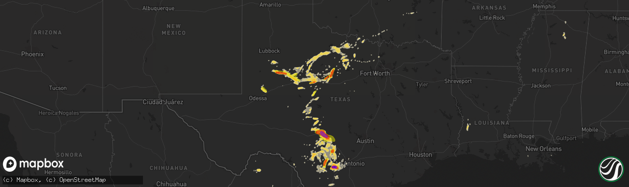 Hail map on May 28, 2016