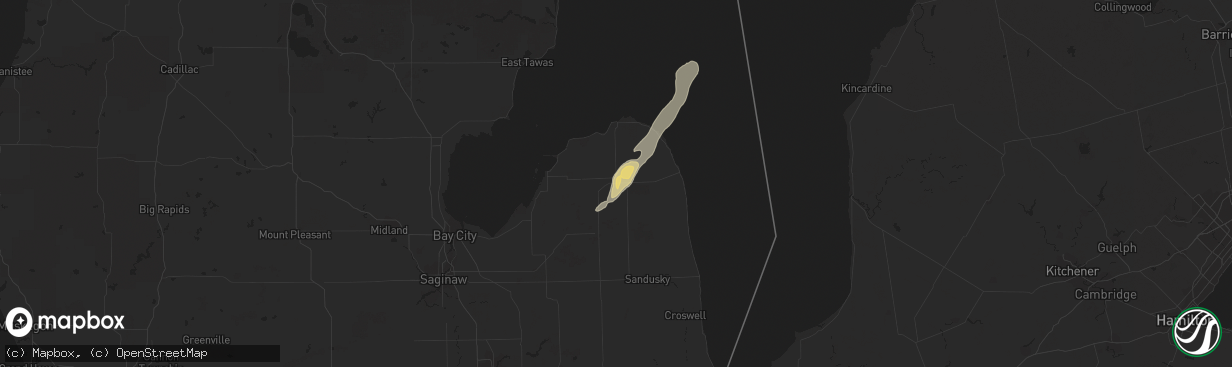 Hail map in Bad Axe, MI on May 28, 2017