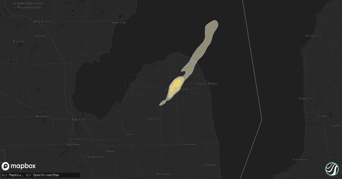 Hail map in Bad Axe, MI on May 28, 2017