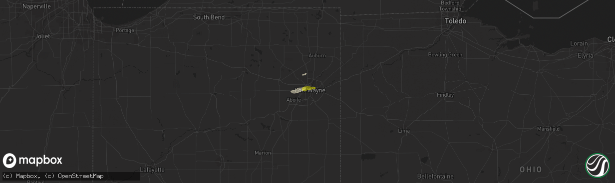 Hail map in Fort Wayne, IN on May 28, 2017