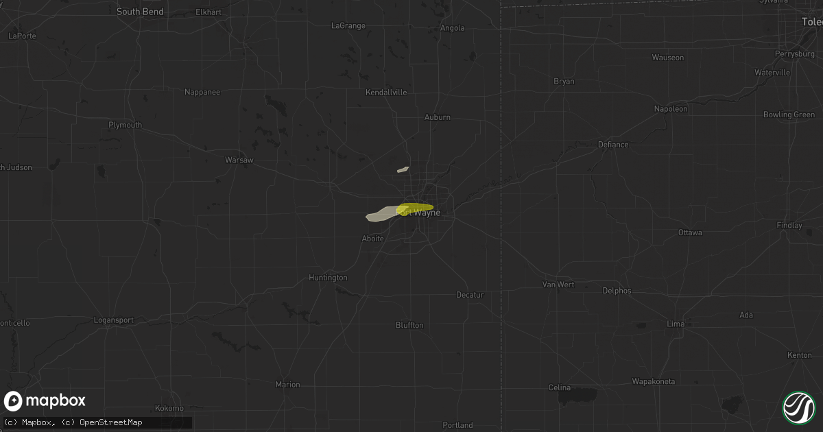 Hail map in Fort Wayne, IN on May 28, 2017