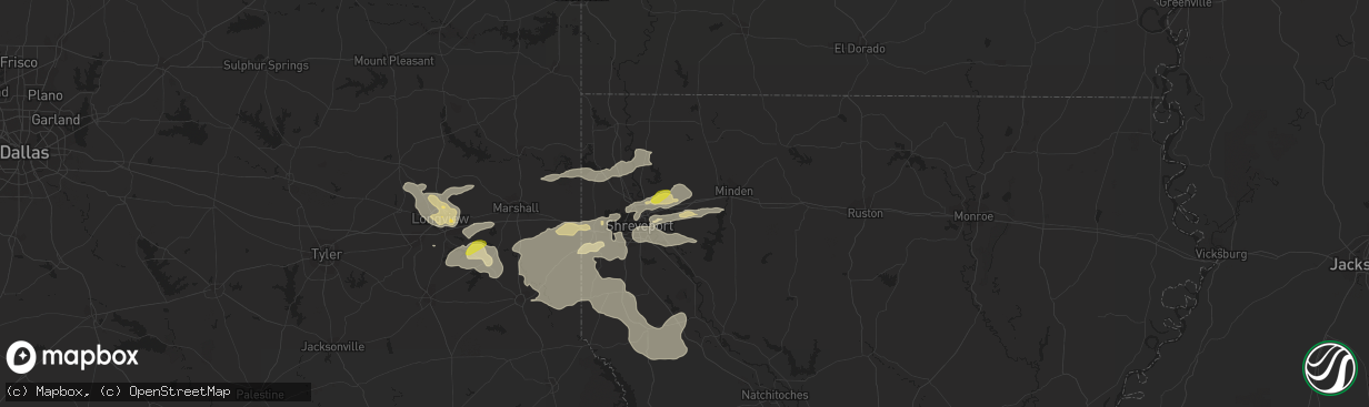 Hail map in Haughton, LA on May 28, 2017