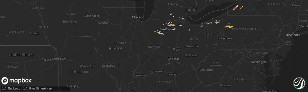 Hail map in Indiana on May 28, 2017