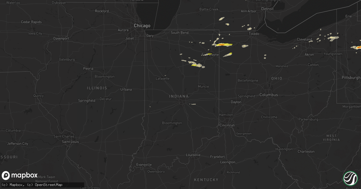 Hail map in Indiana on May 28, 2017