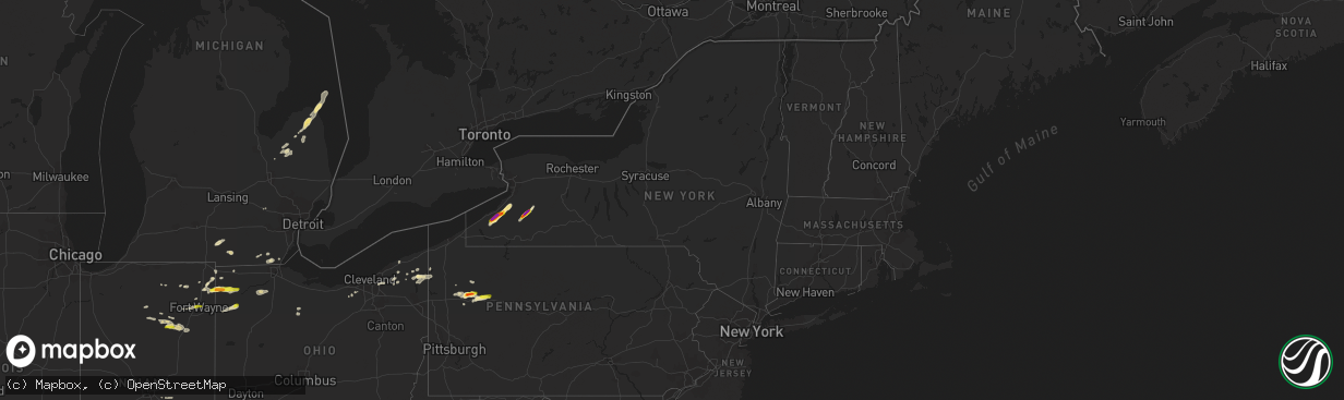 Hail map in New York on May 28, 2017