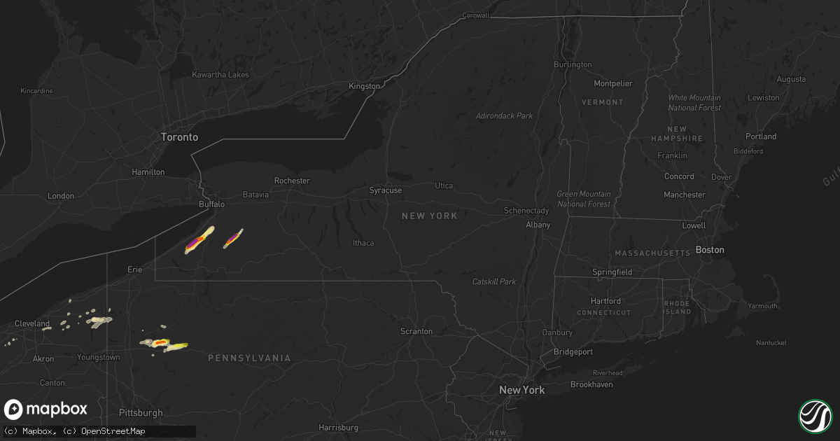 Hail map in New York on May 28, 2017