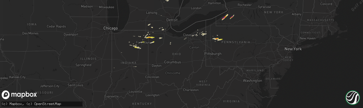 Hail map in Ohio on May 28, 2017