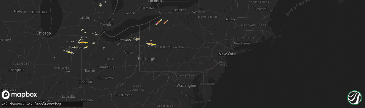 Hail map in Pennsylvania on May 28, 2017