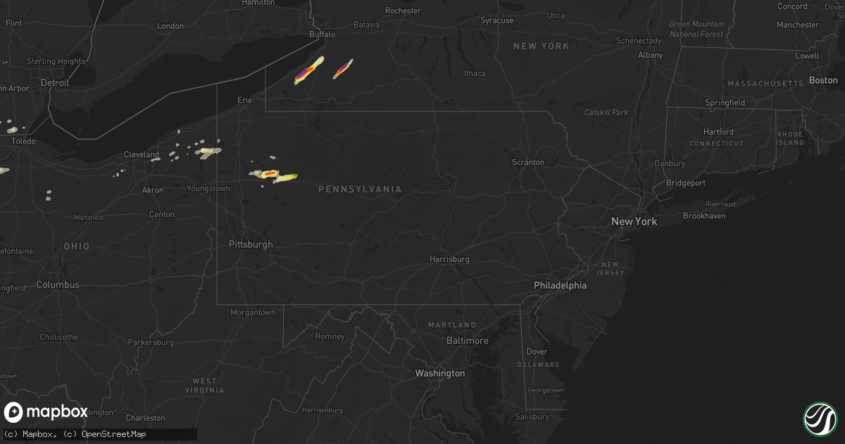 Hail map in Pennsylvania on May 28, 2017