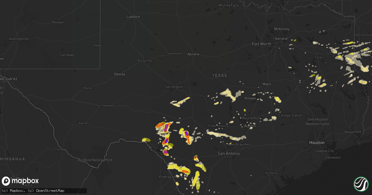 Hail map in Texas on May 28, 2017