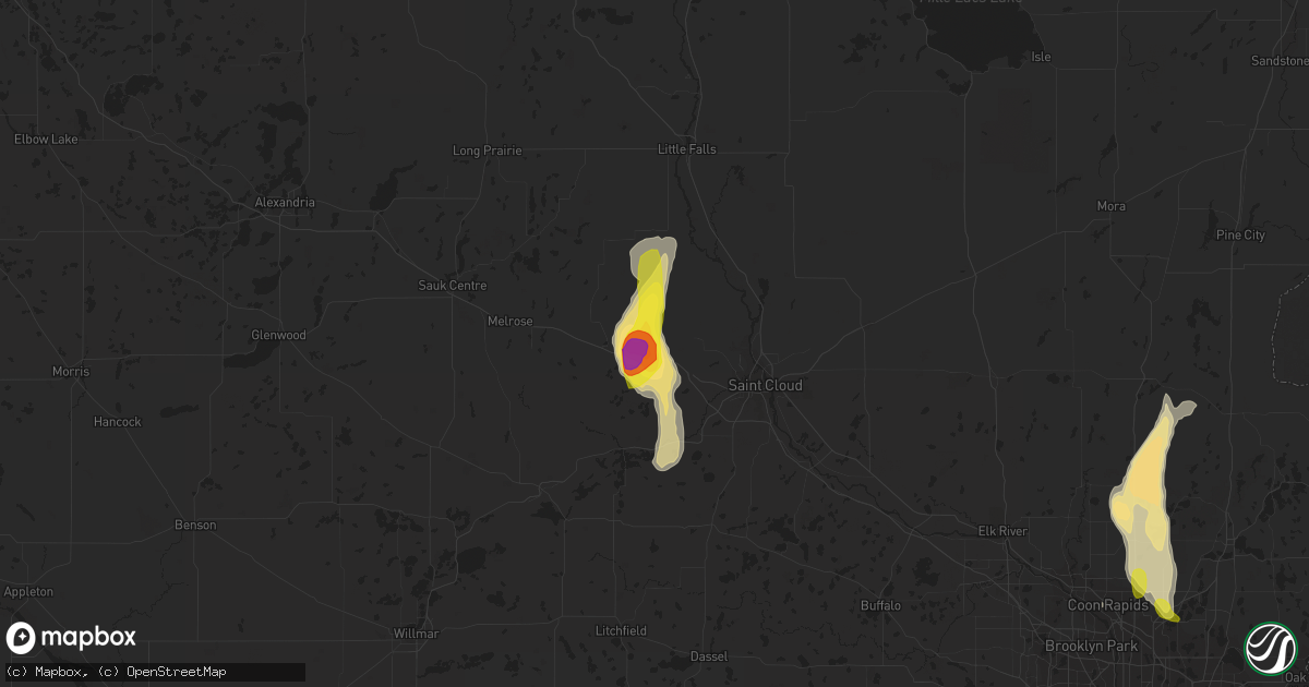 Hail map in Avon, MN on May 28, 2018