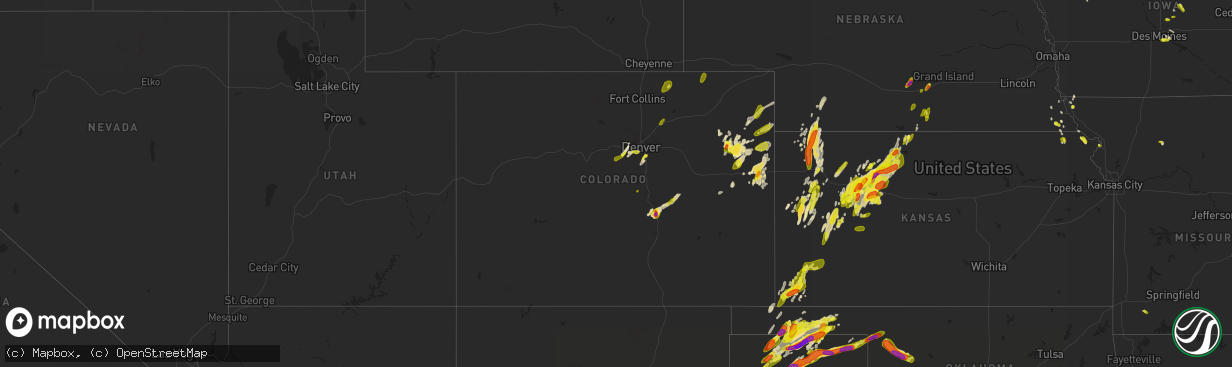 Hail map in Colorado on May 28, 2018