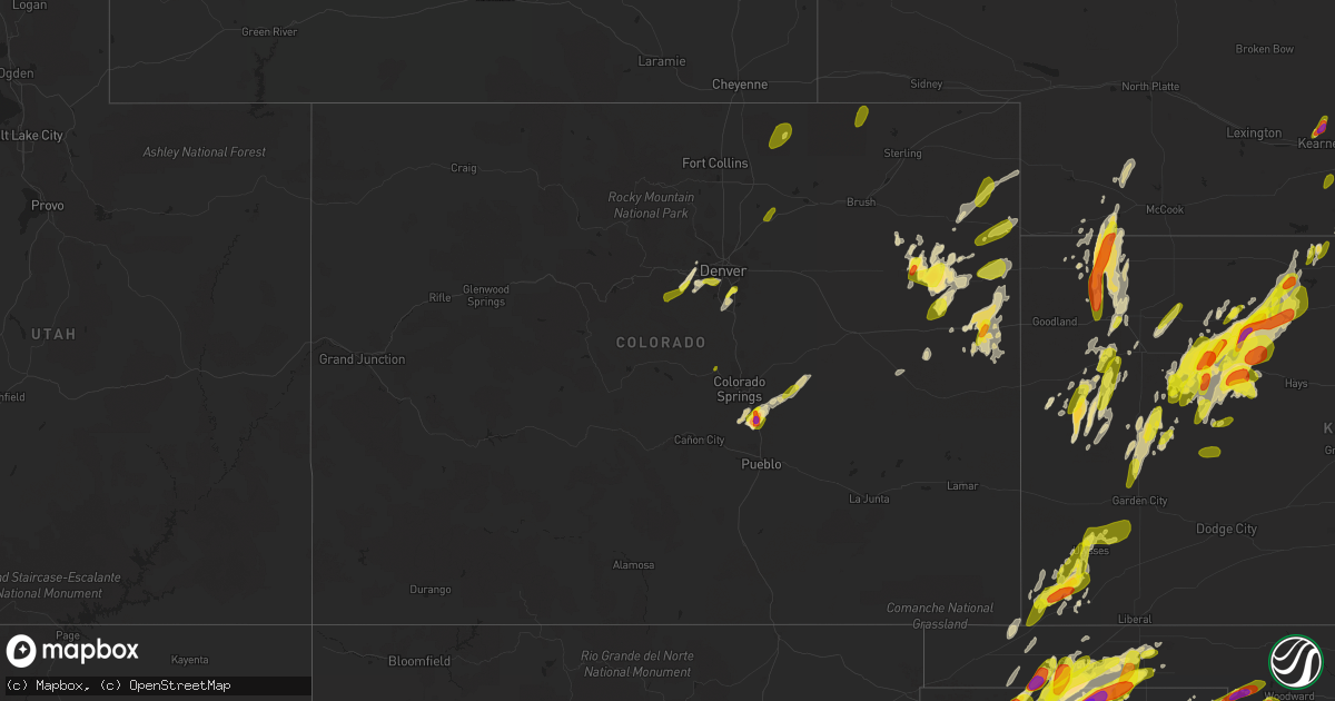 Hail map in Colorado on May 28, 2018