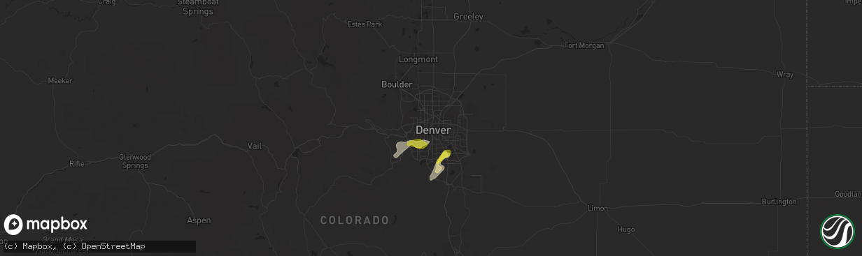 Hail map in Denver, CO on May 28, 2018