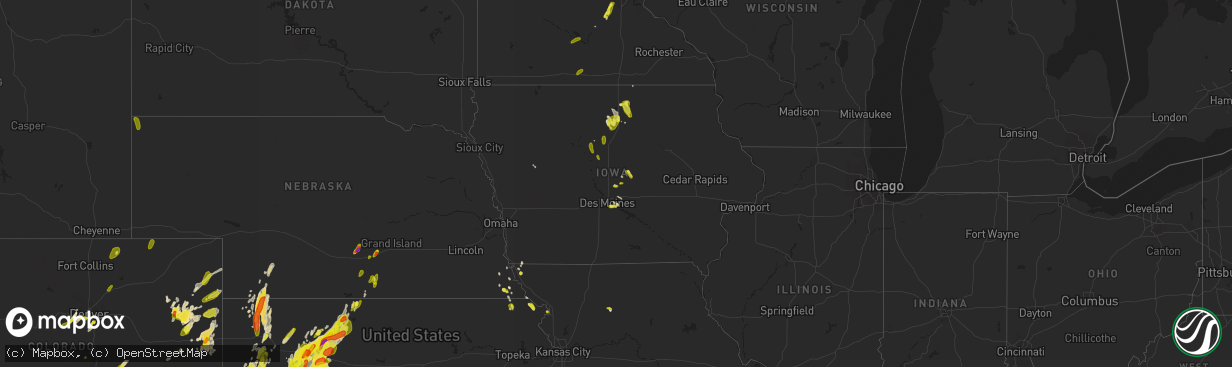 Hail map in Iowa on May 28, 2018