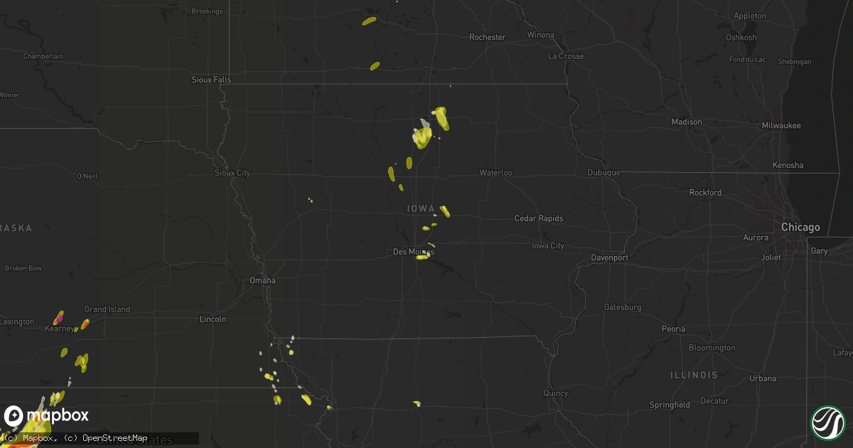 Hail map in Iowa on May 28, 2018