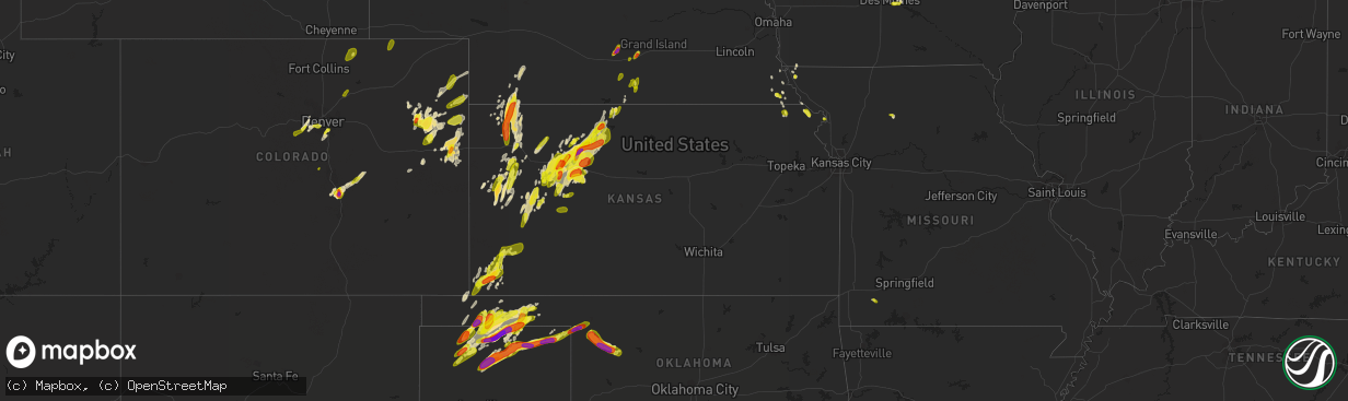 Hail map in Kansas on May 28, 2018