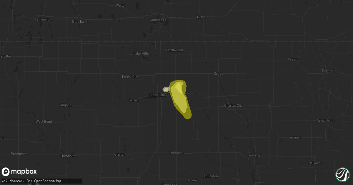 Hail map in Mason City, IA on May 28, 2018
