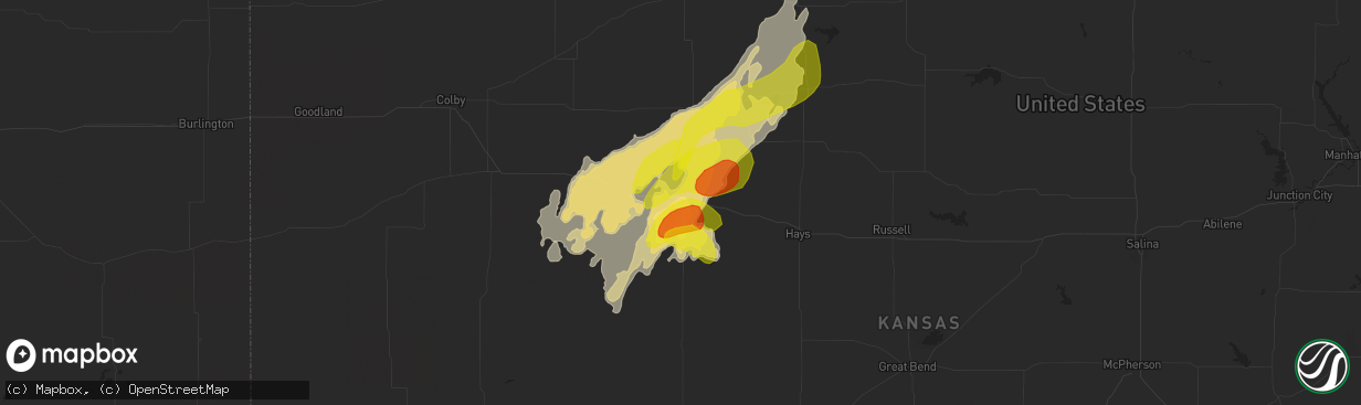 Hail map in Wakeeney, KS on May 28, 2018