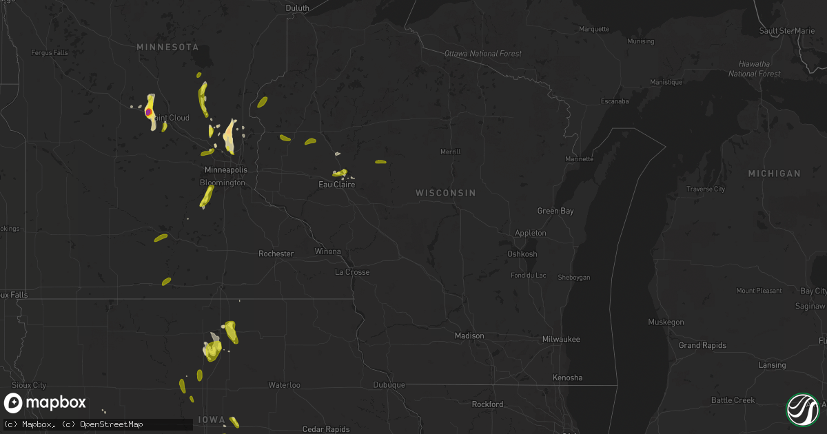 Hail map in Wisconsin on May 28, 2018
