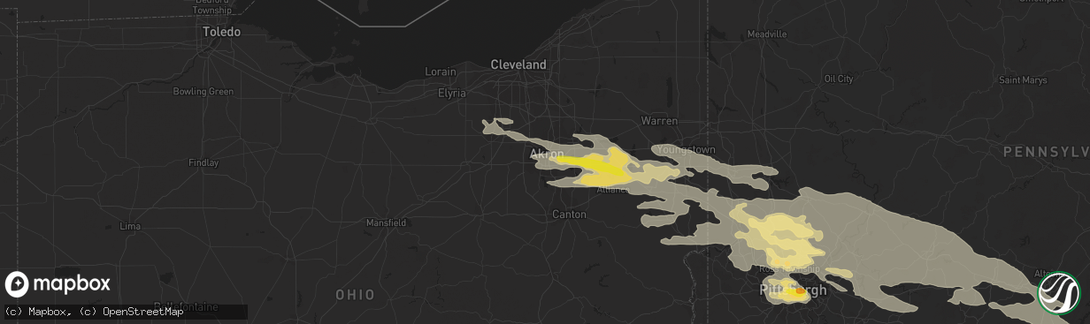 Hail map in Akron, OH on May 28, 2019
