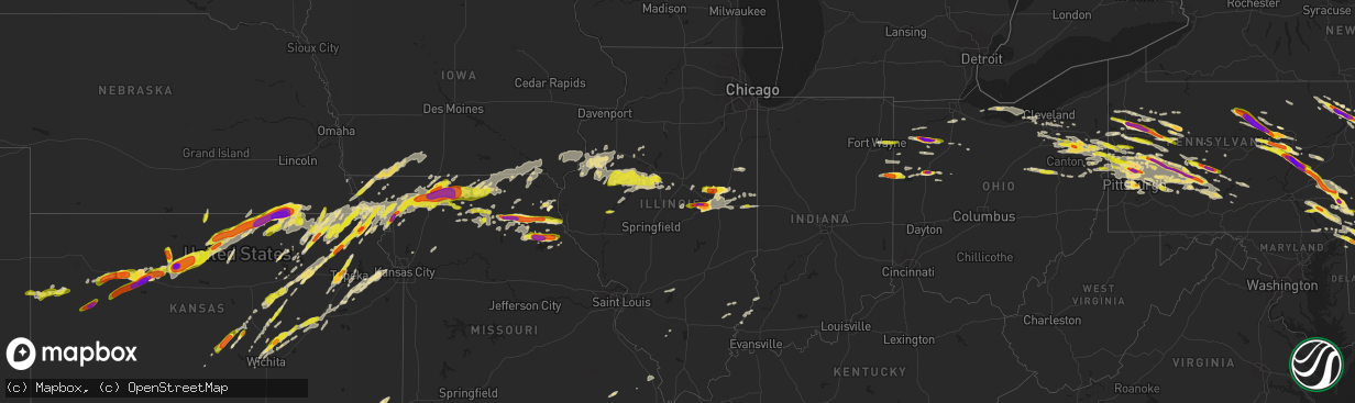 Hail map in Illinois on May 28, 2019