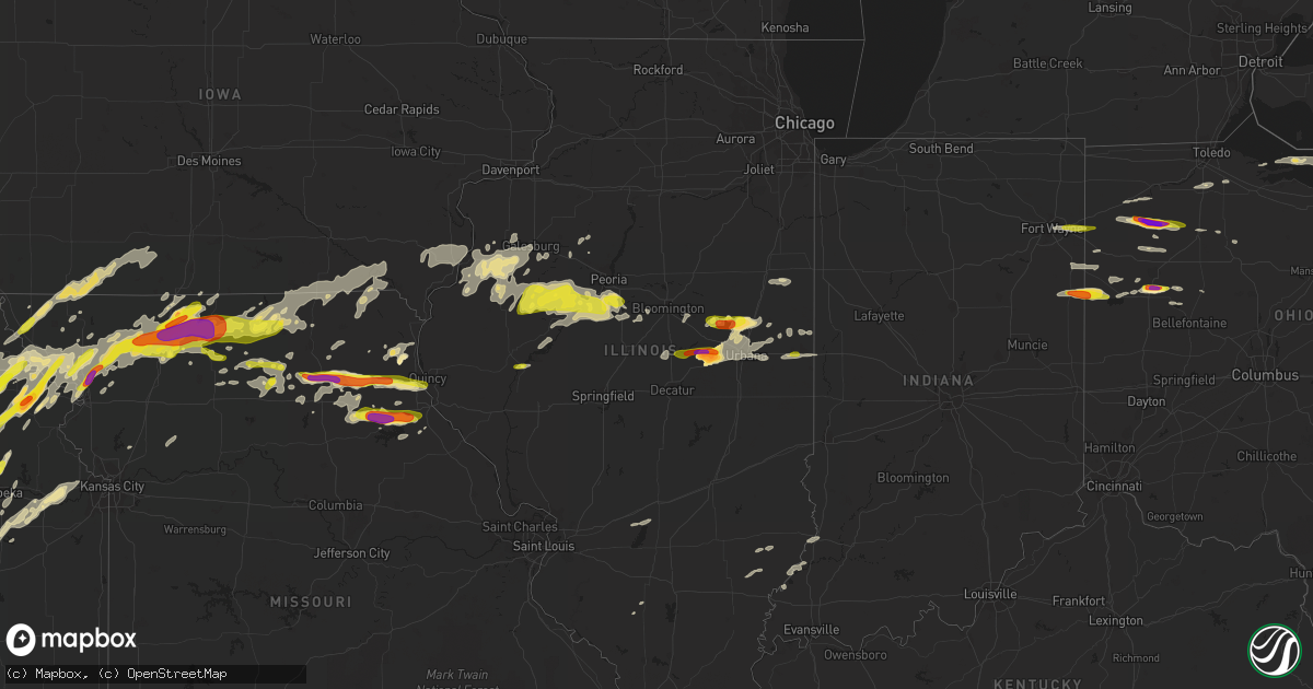 Hail map in Illinois on May 28, 2019