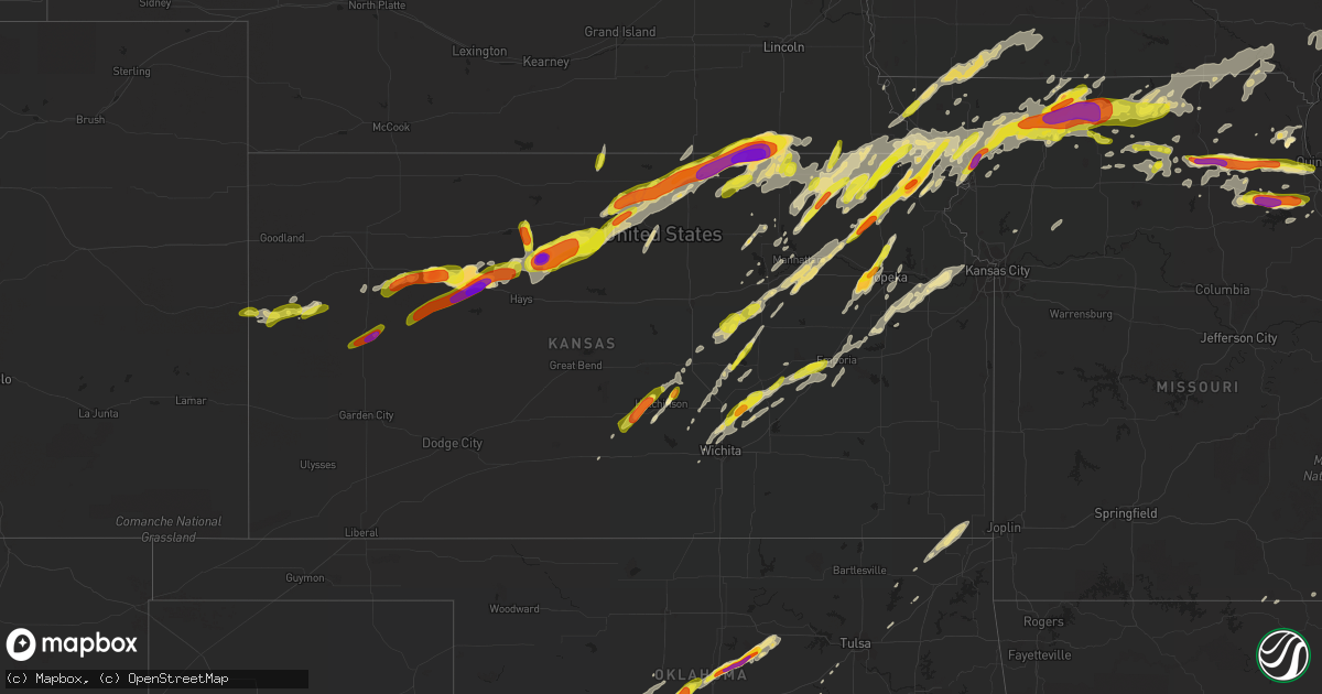 Hail map in Kansas on May 28, 2019