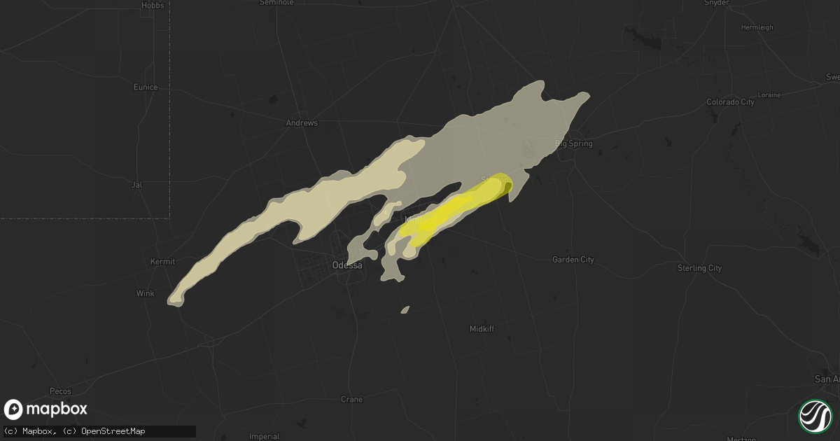 Hail map in Midland, TX on May 28, 2019