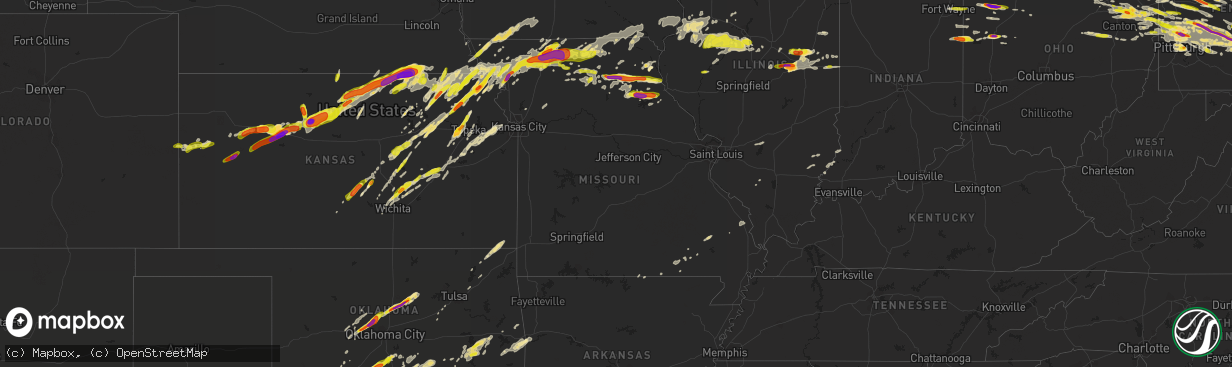 Hail map in Missouri on May 28, 2019