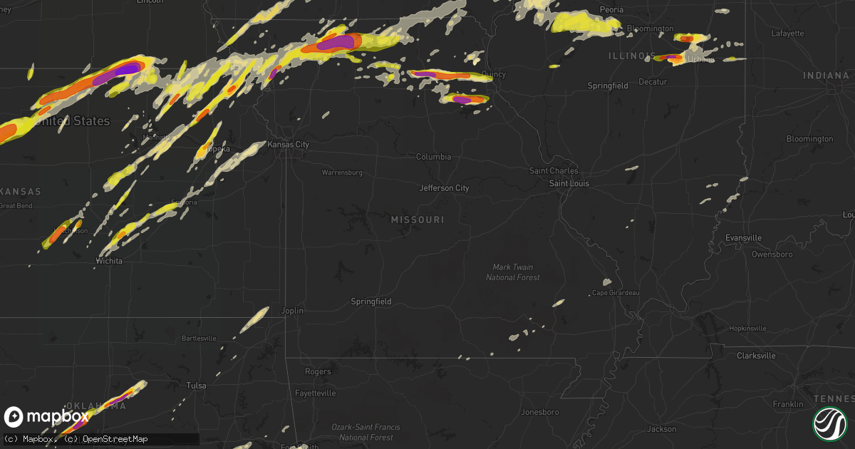 Hail map in Missouri on May 28, 2019