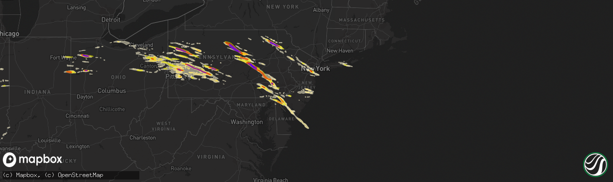 Hail map in New Jersey on May 28, 2019