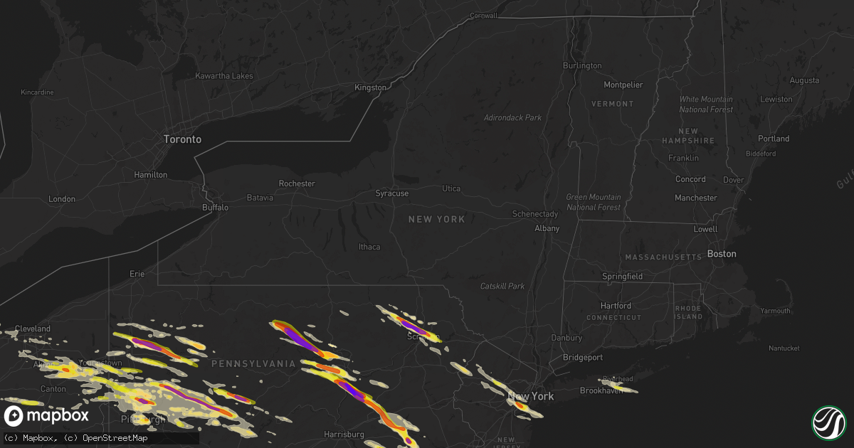 Hail map in New York on May 28, 2019