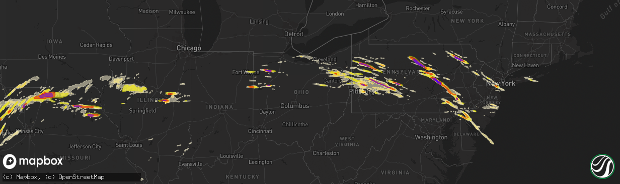 Hail map in Ohio on May 28, 2019