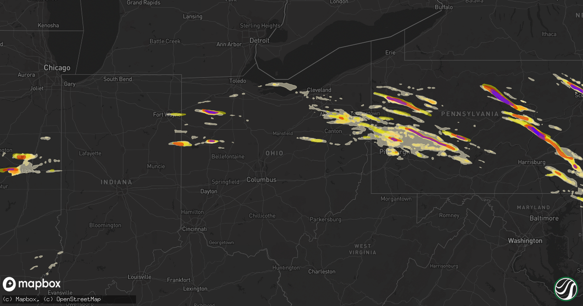 Hail map in Ohio on May 28, 2019