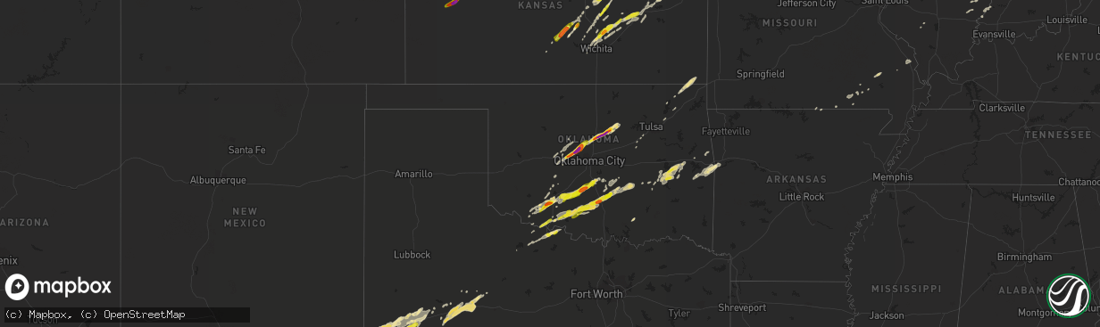 Hail map in Oklahoma on May 28, 2019