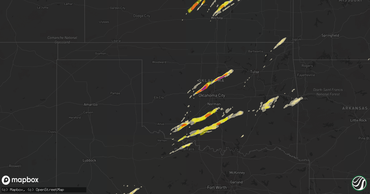 Hail map in Oklahoma on May 28, 2019