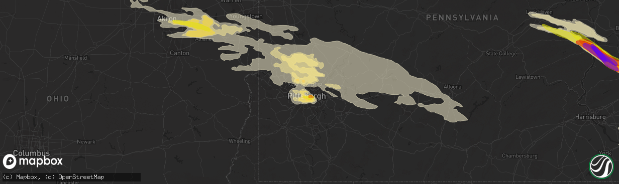 Hail map in Pittsburgh, PA on May 28, 2019