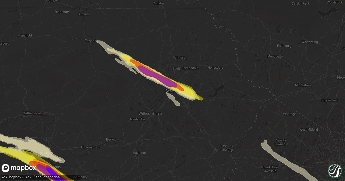 Hail map in Scranton, PA on May 28, 2019