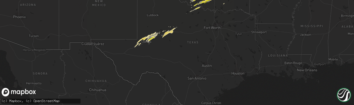 Hail map in Texas on May 28, 2019
