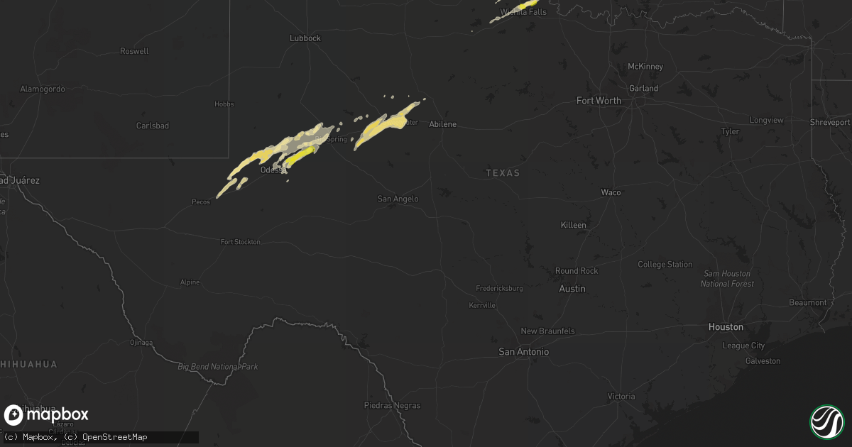 Hail map in Texas on May 28, 2019
