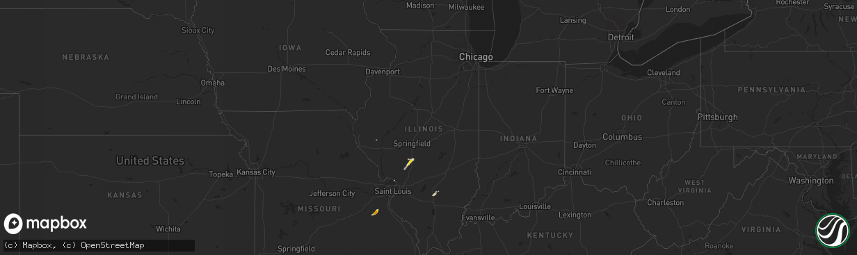 Hail map in Illinois on May 28, 2020