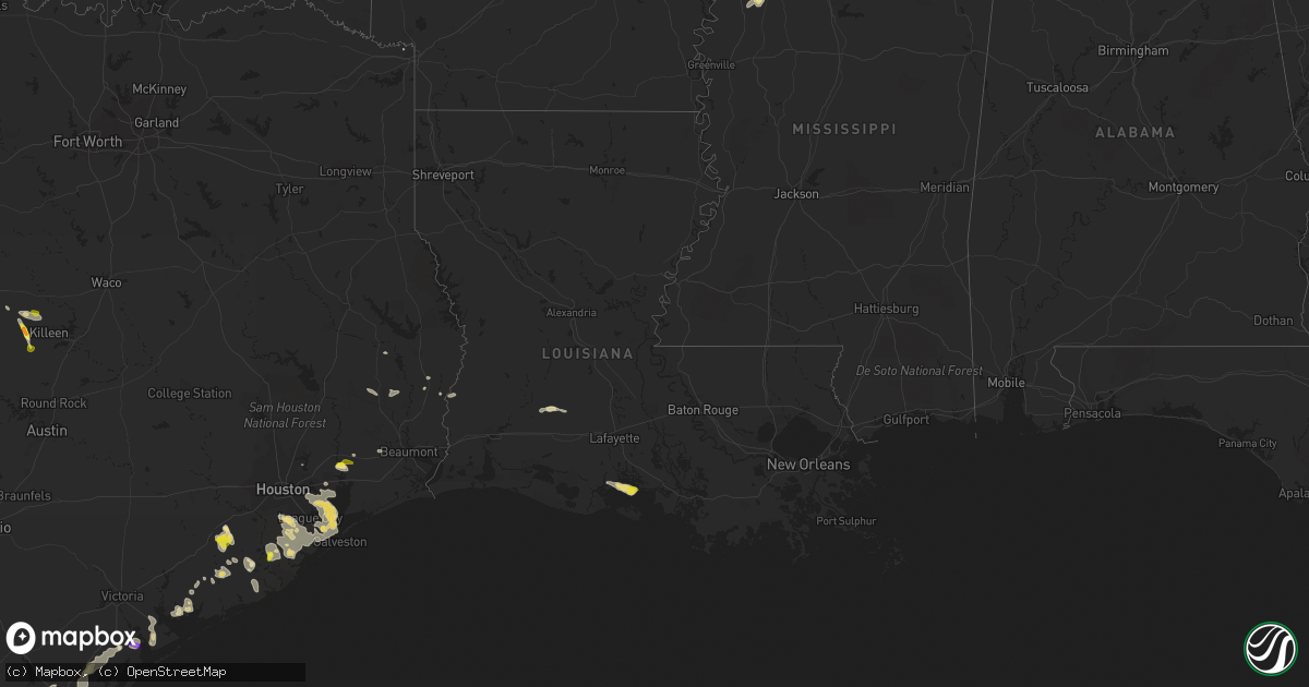 Hail map in Louisiana on May 28, 2020