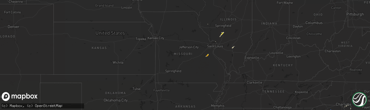 Hail map in Missouri on May 28, 2020