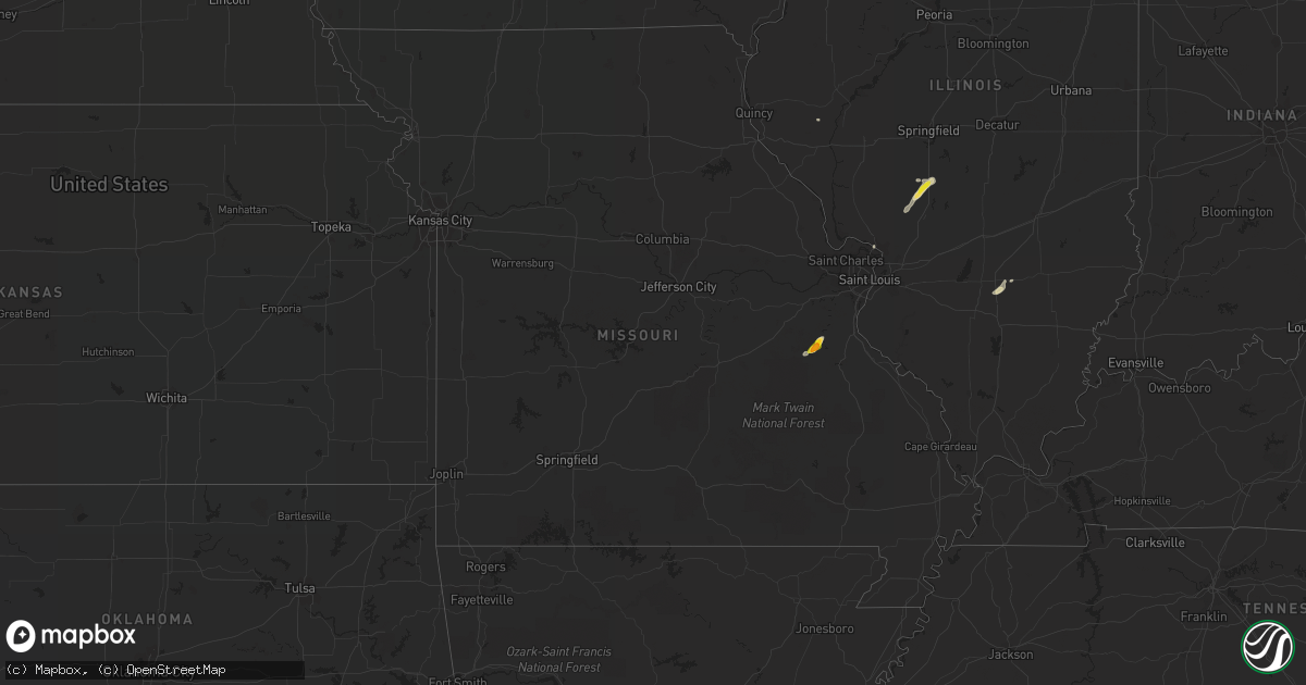 Hail map in Missouri on May 28, 2020