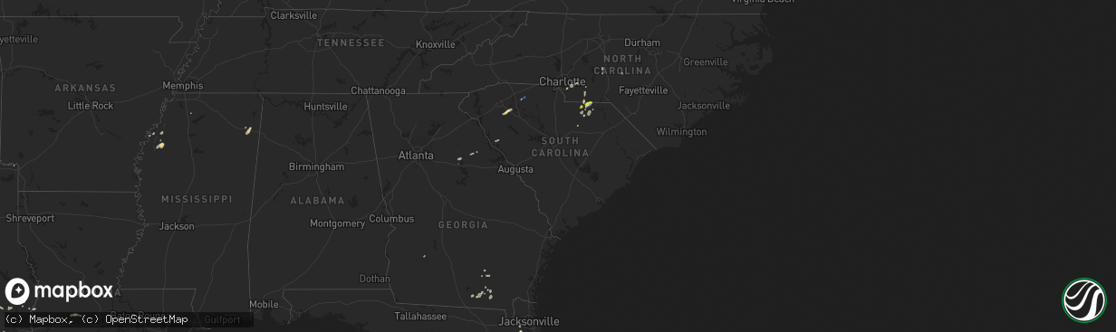 Hail map in South Carolina on May 28, 2020