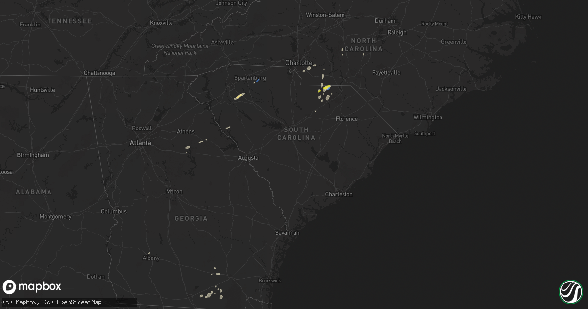 Hail map in South Carolina on May 28, 2020