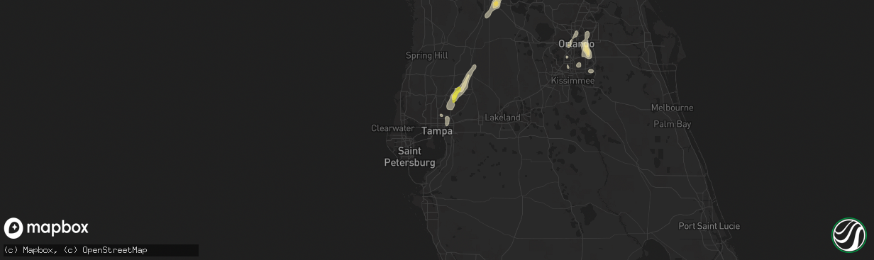 Hail map in Tampa, FL on May 28, 2020